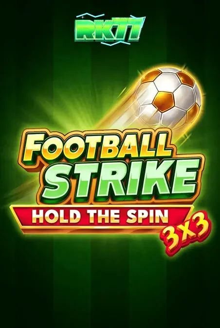 Tampilan antarmuka permainan slot 3x3 Football Strike dengan elemen sepak bola dan mesin buah.